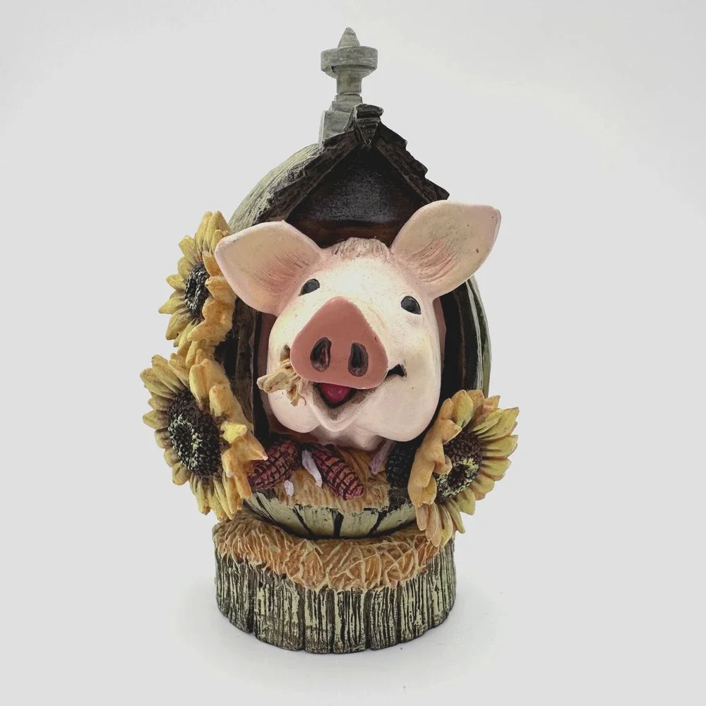 Herrero Sunny Side Up Pig Figurine Hand Painted Limited Edition Farmhouse Decor